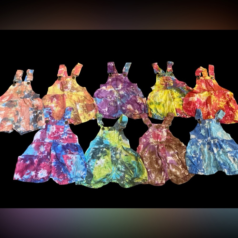 Tie dye  overalls for kids and babies